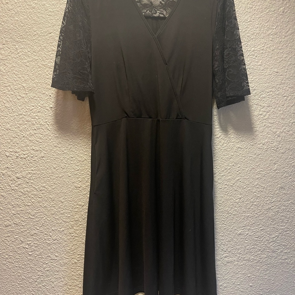 Elegant Black Lace Sleeve Dress